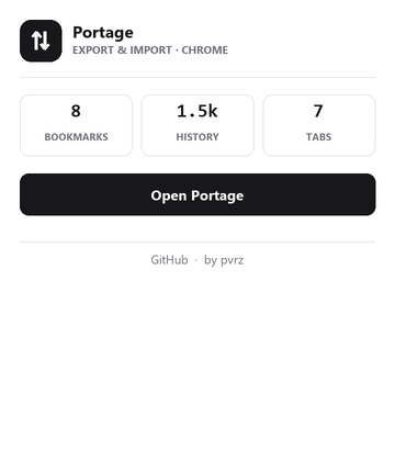 Portage toolbar popup